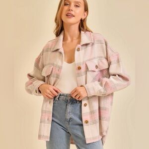Plaid Pink and Cream Women's Jacket